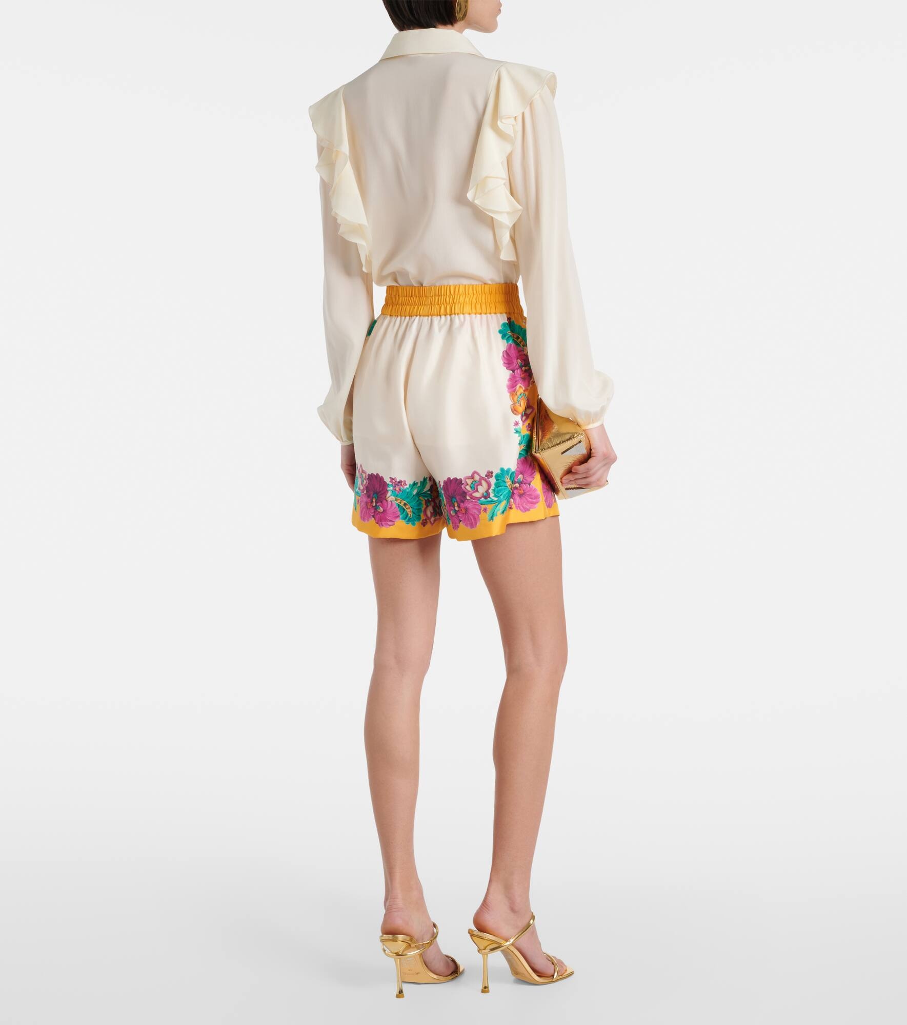 Floral silk shorts - 3