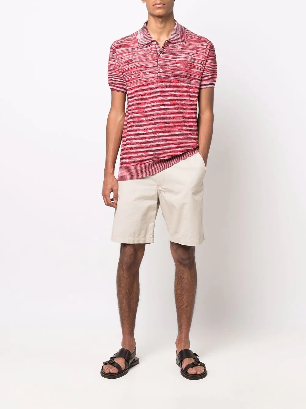 striped short-sleeved polo shirt - 2