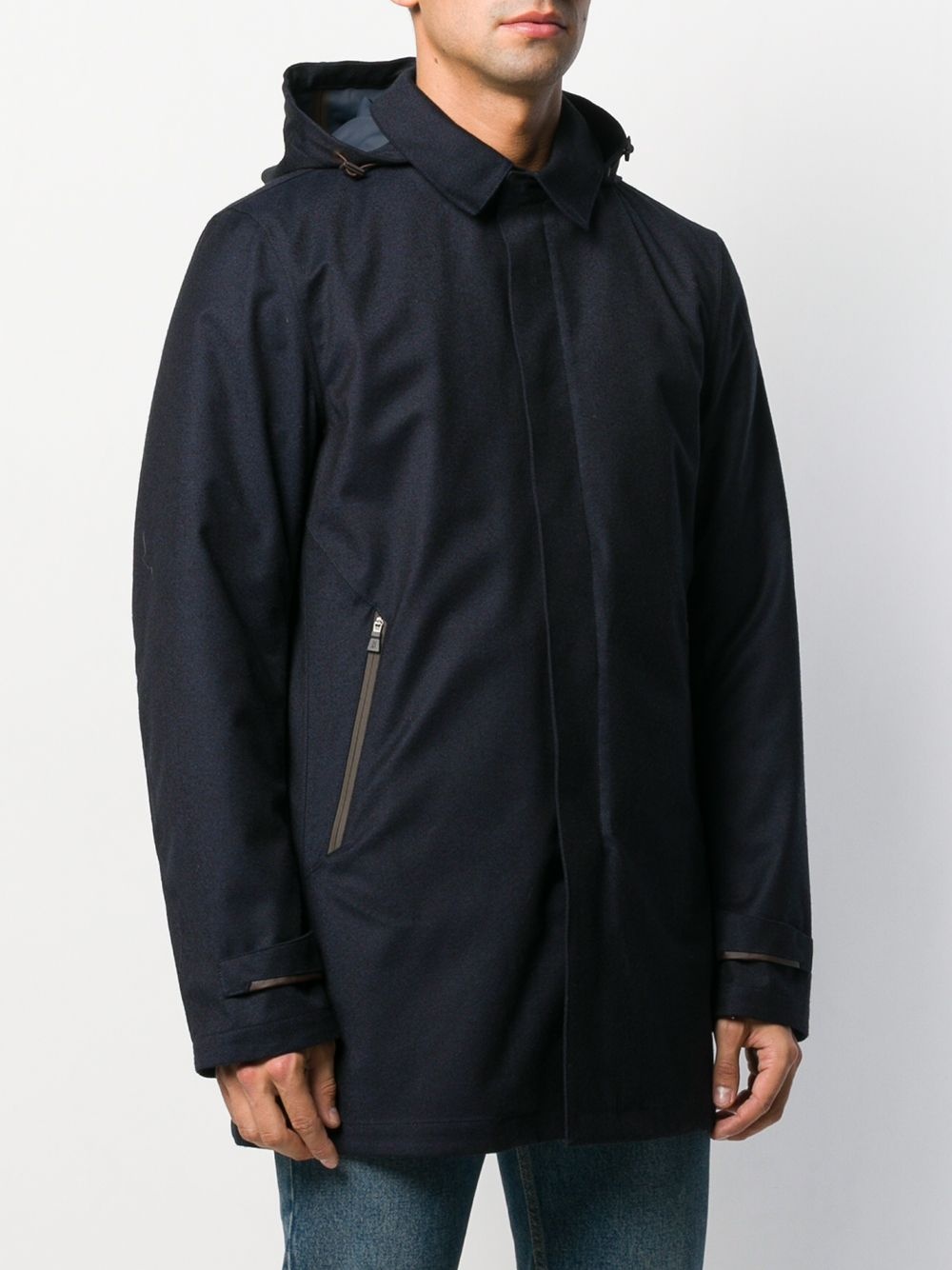 hooded concealed placket coat - 3