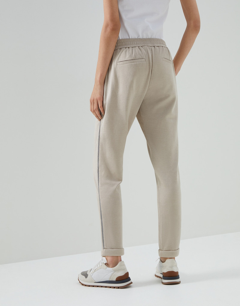 Comfort cotton and silk interlock trousers with Precious stripe 2