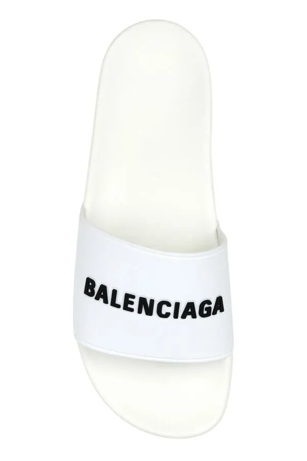 サンダル BALENCIAGA SS25 White rubber slippers (565826W1S80 9034) BALENCIAGA White rubber Pool slippers | wananluxury | REVERSIBLE