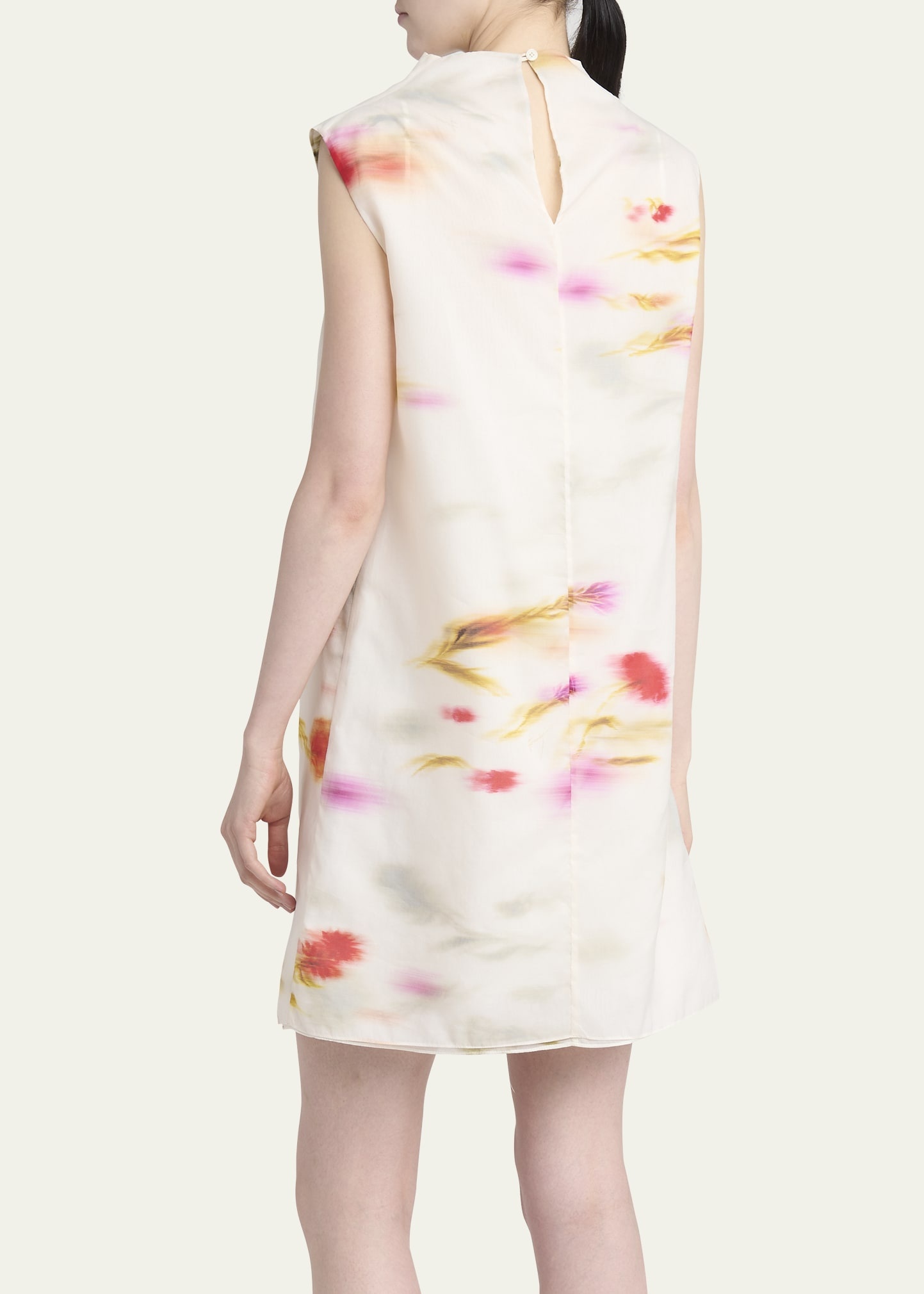 Blossom Flower Organdy Funnel-Neck Mini Dress - 3