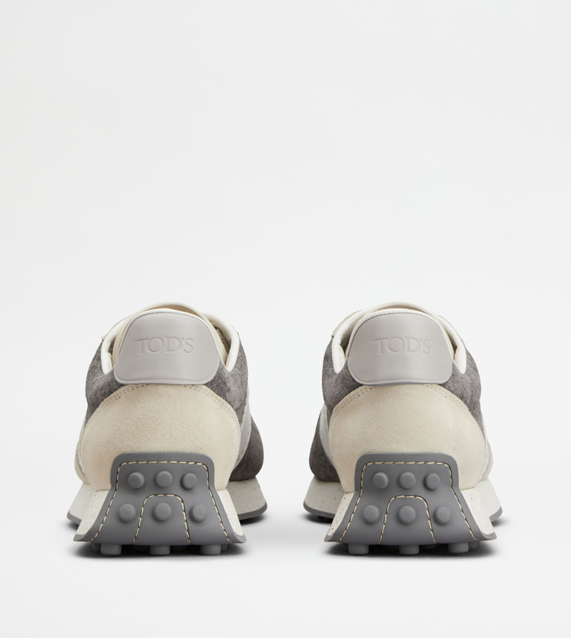 Tod's T VINTAGE SNEAKERS IN SUEDE AND FABRIC - GREY, BEIGE, WHITE outlook
