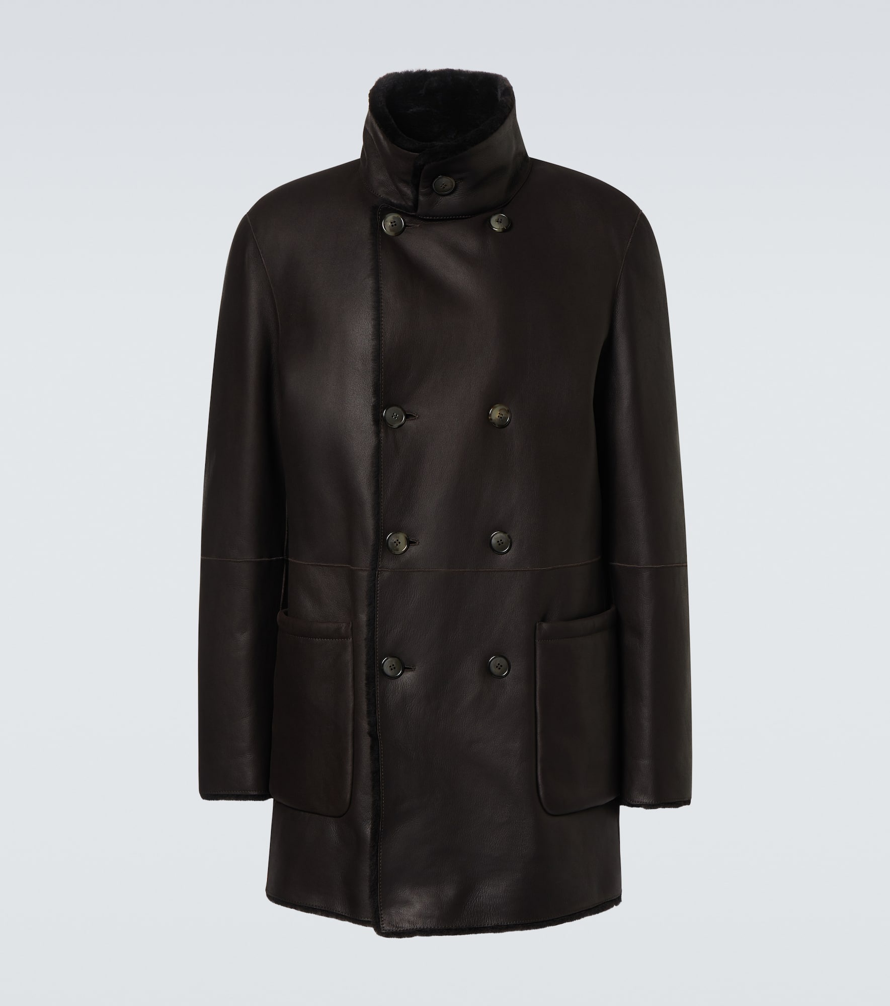 Reversible shearling and leather coat - 1