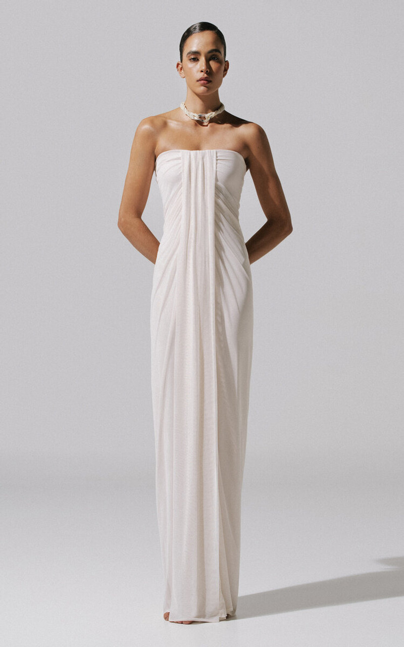 BAOBAB Lena Strapless Maxi Dress white outlook