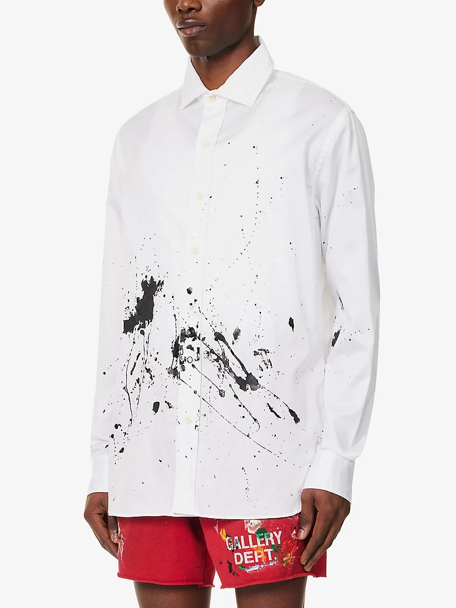 Collins paint-splattered relaxed-fit cotton-poplin shirt - 3