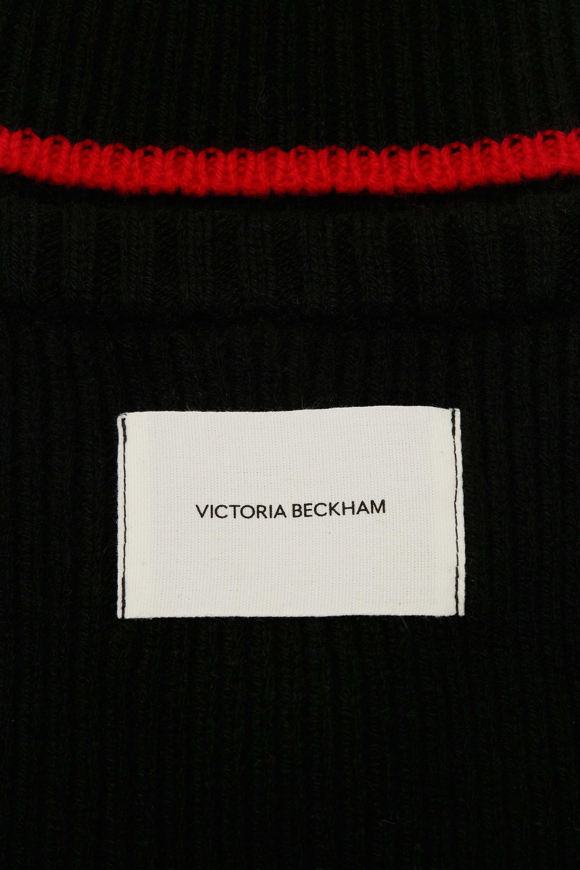 Knitted Polo Neck Bib In Black-Red - 3