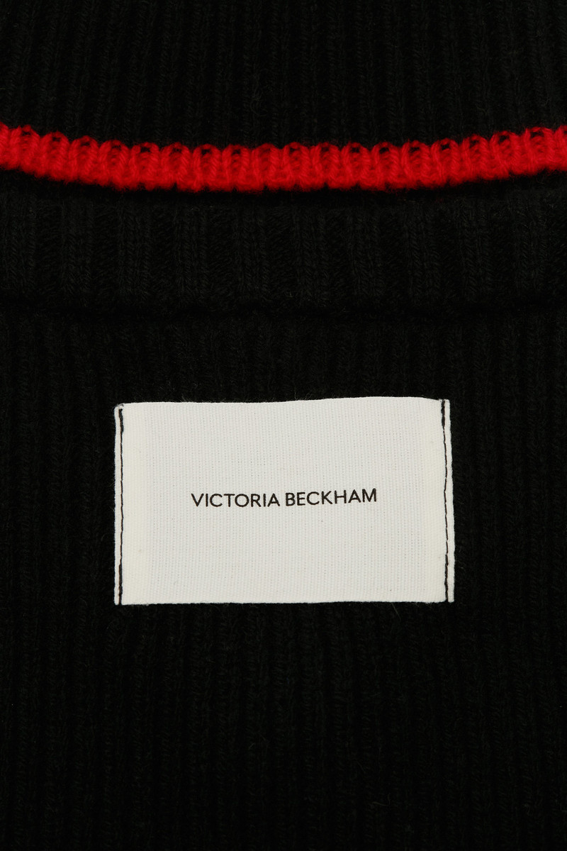 Knitted Polo Neck Bib In Black-Red 3