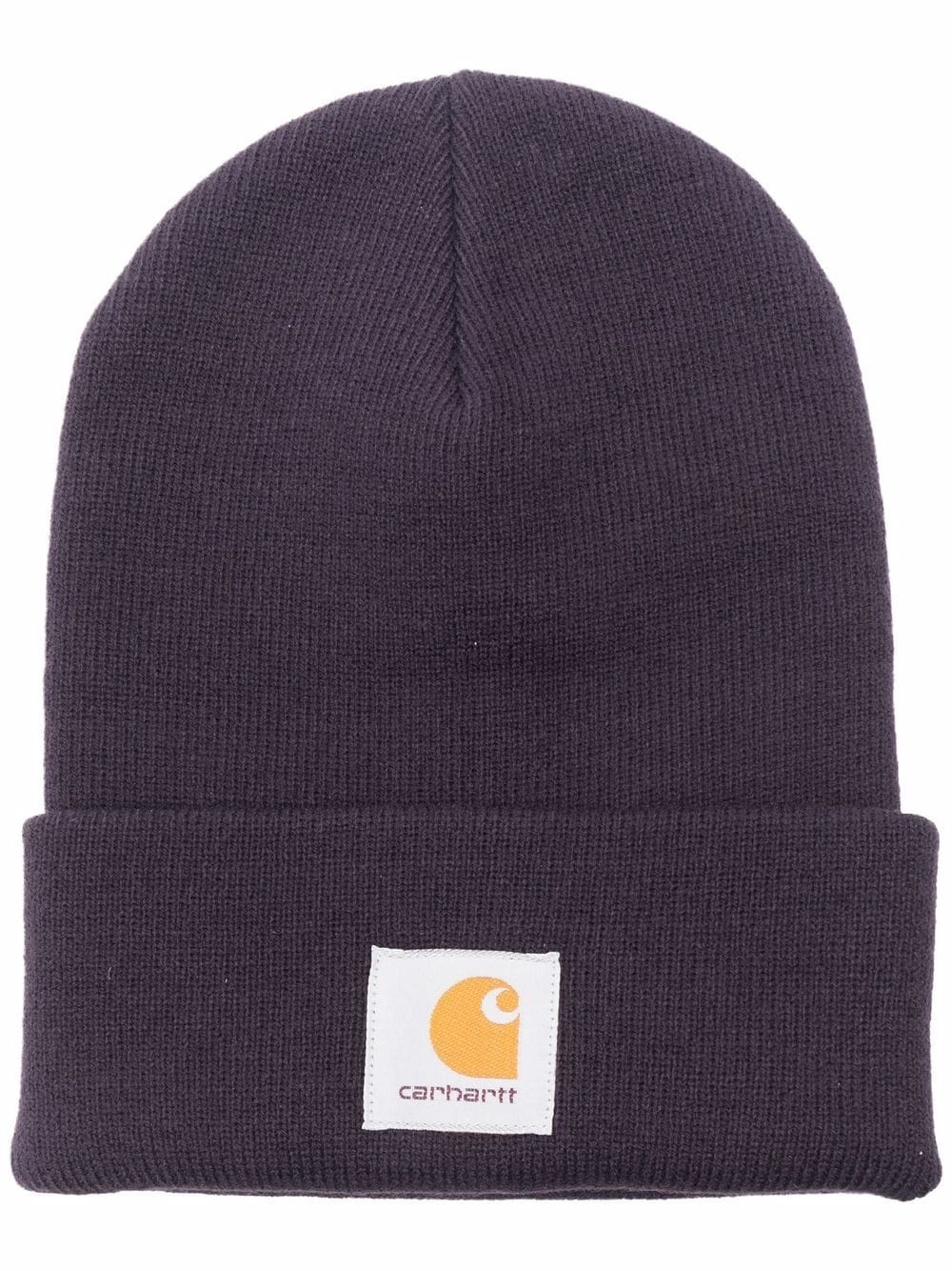 logo-patch knitted beanie - 1