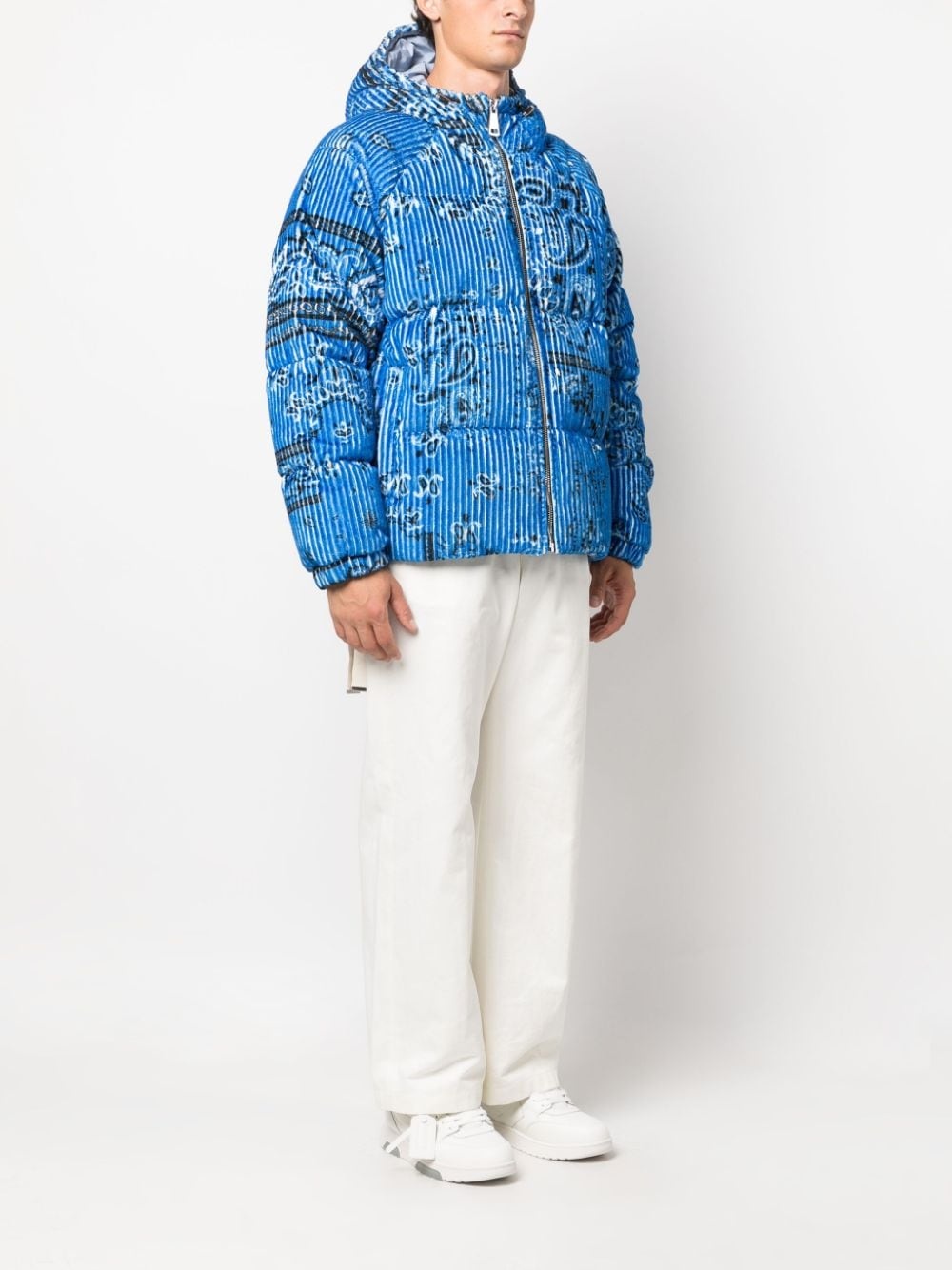 paisley-print corduroy padded jacket - 3