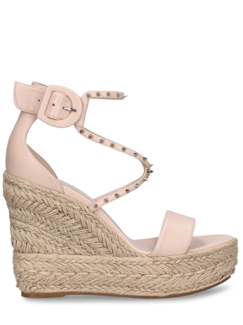 120mm Chocazeppa leather & raffia wedges - 1