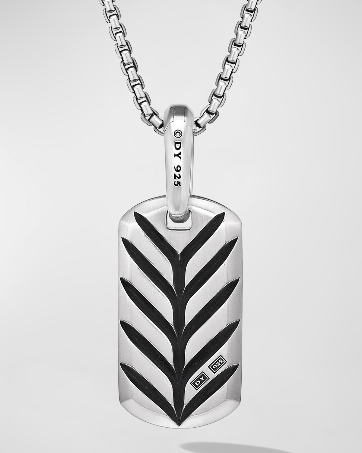 21mm Men's Chevron Tag Pendant in Silver - 2