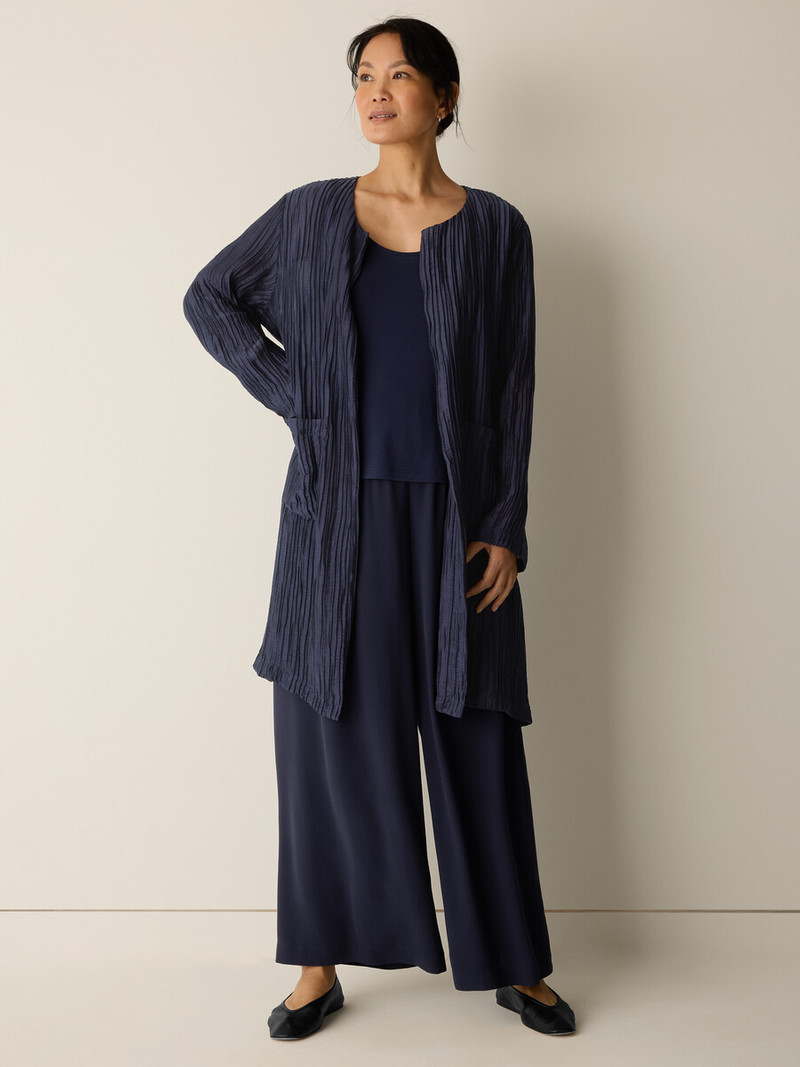 Crinkle Shimmer Round Neck Jacket 3