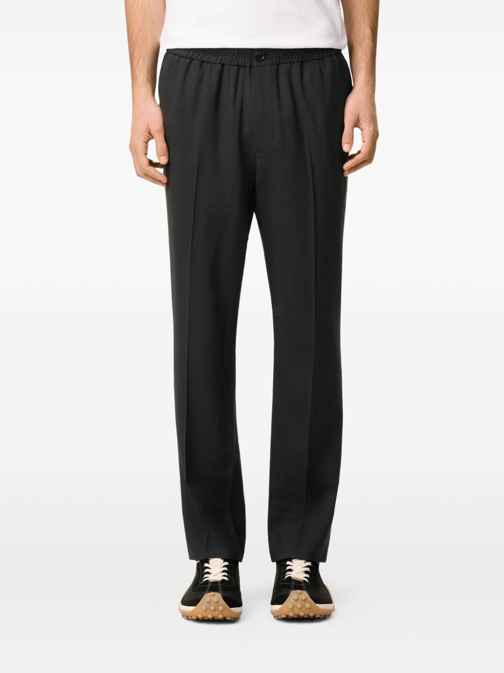 elasticated-waist straight-leg trousers - 5