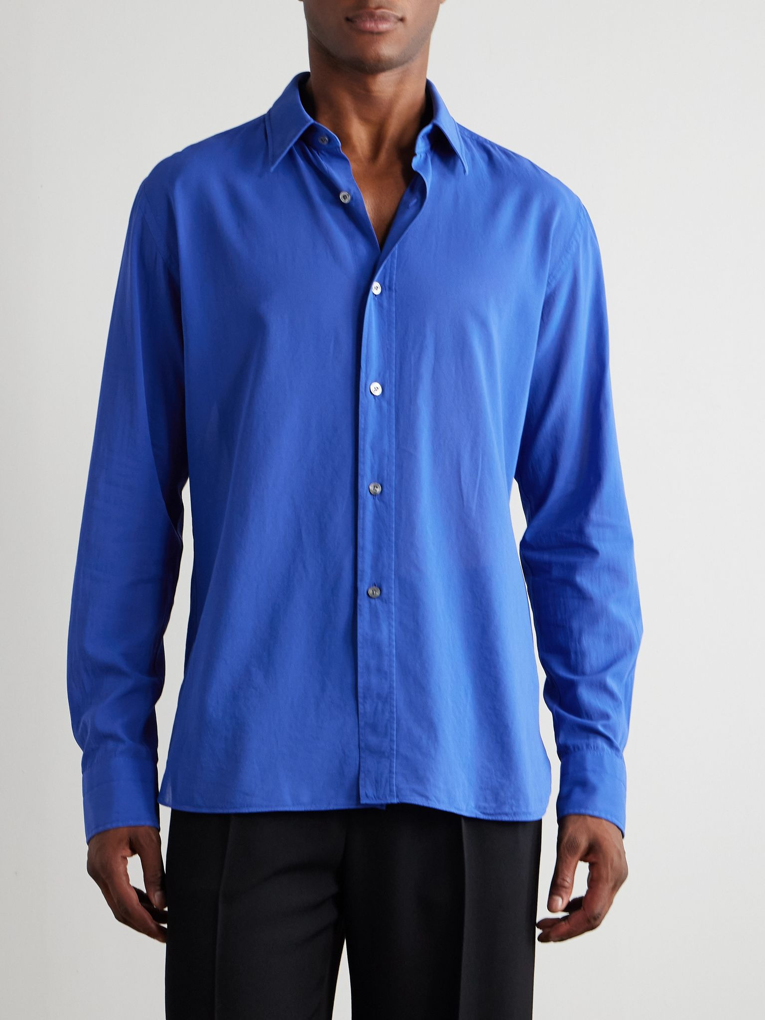 Cotton-Voile Shirt Blue - 3