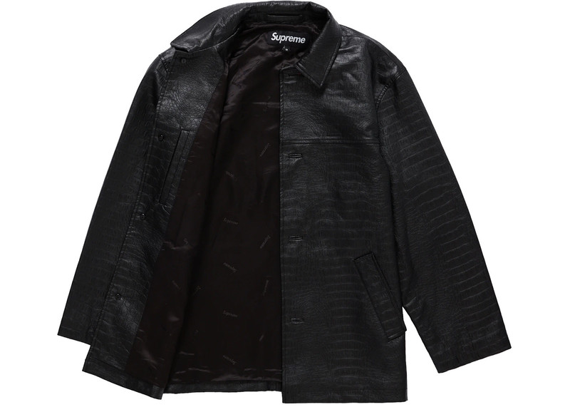 Supreme Supreme Faux Croc Car Coat Black outlook