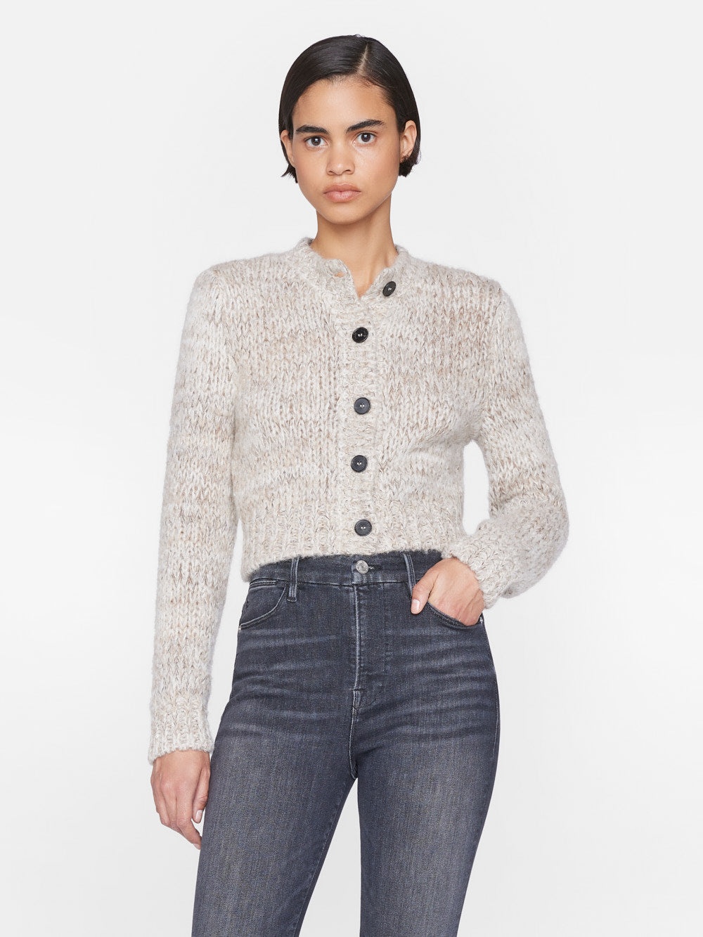 Marl Cardi Sweater in Oatmeal Heather Multi - 3