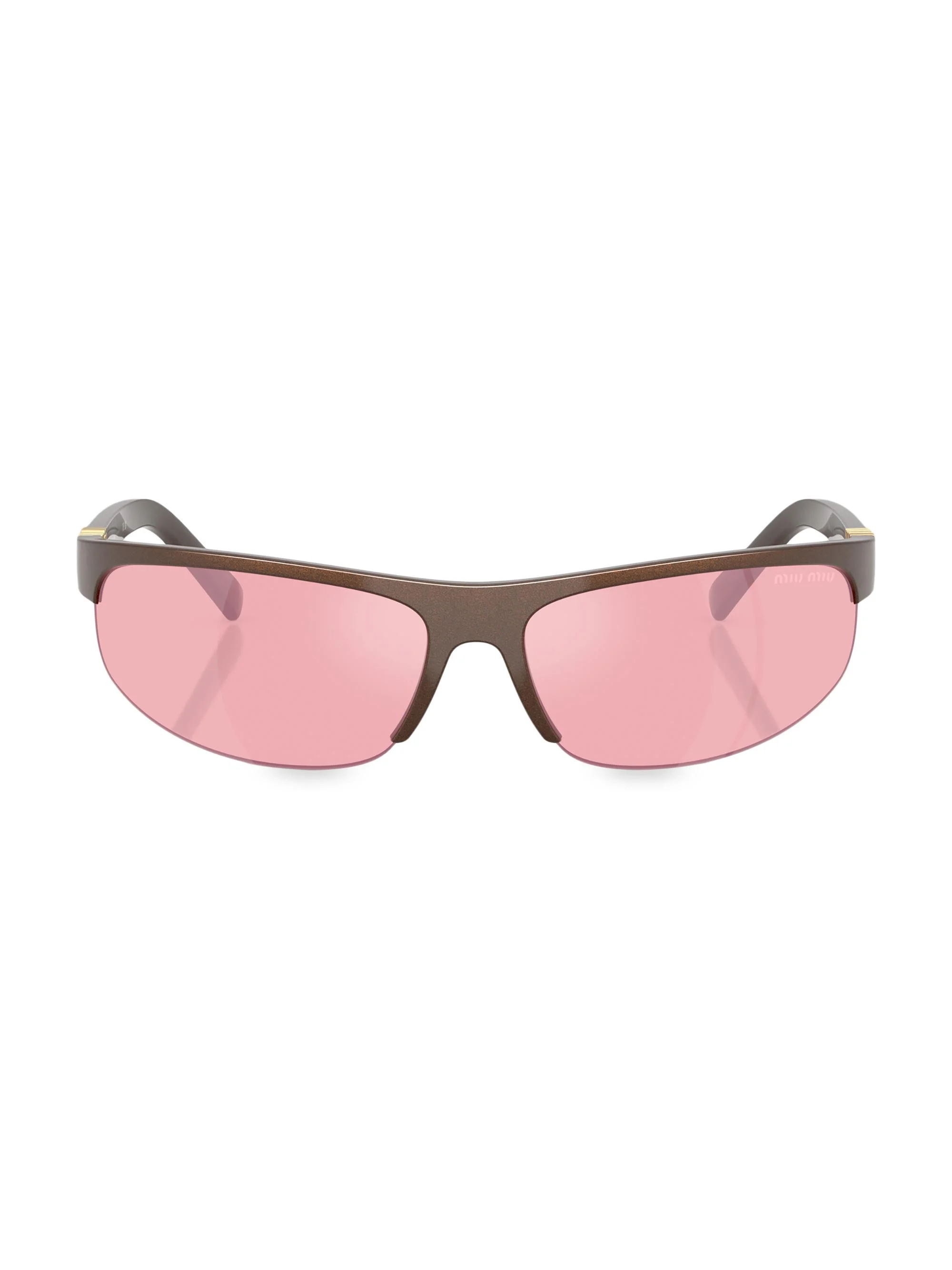 Women's 70MM Shield Sunglasses - Pink Brown - 1