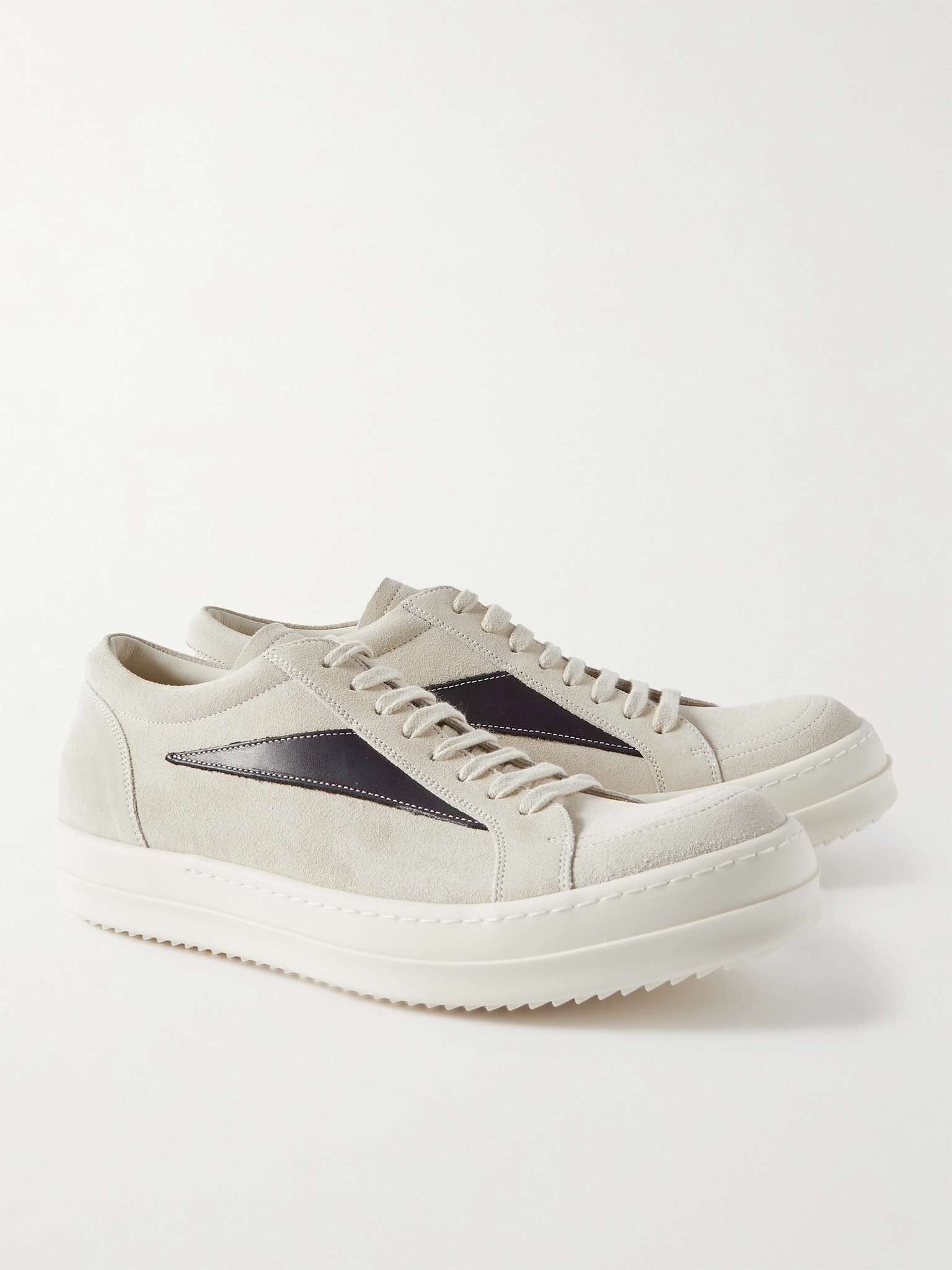 Vintage Leather-Trimmed Suede Sneakers - 4