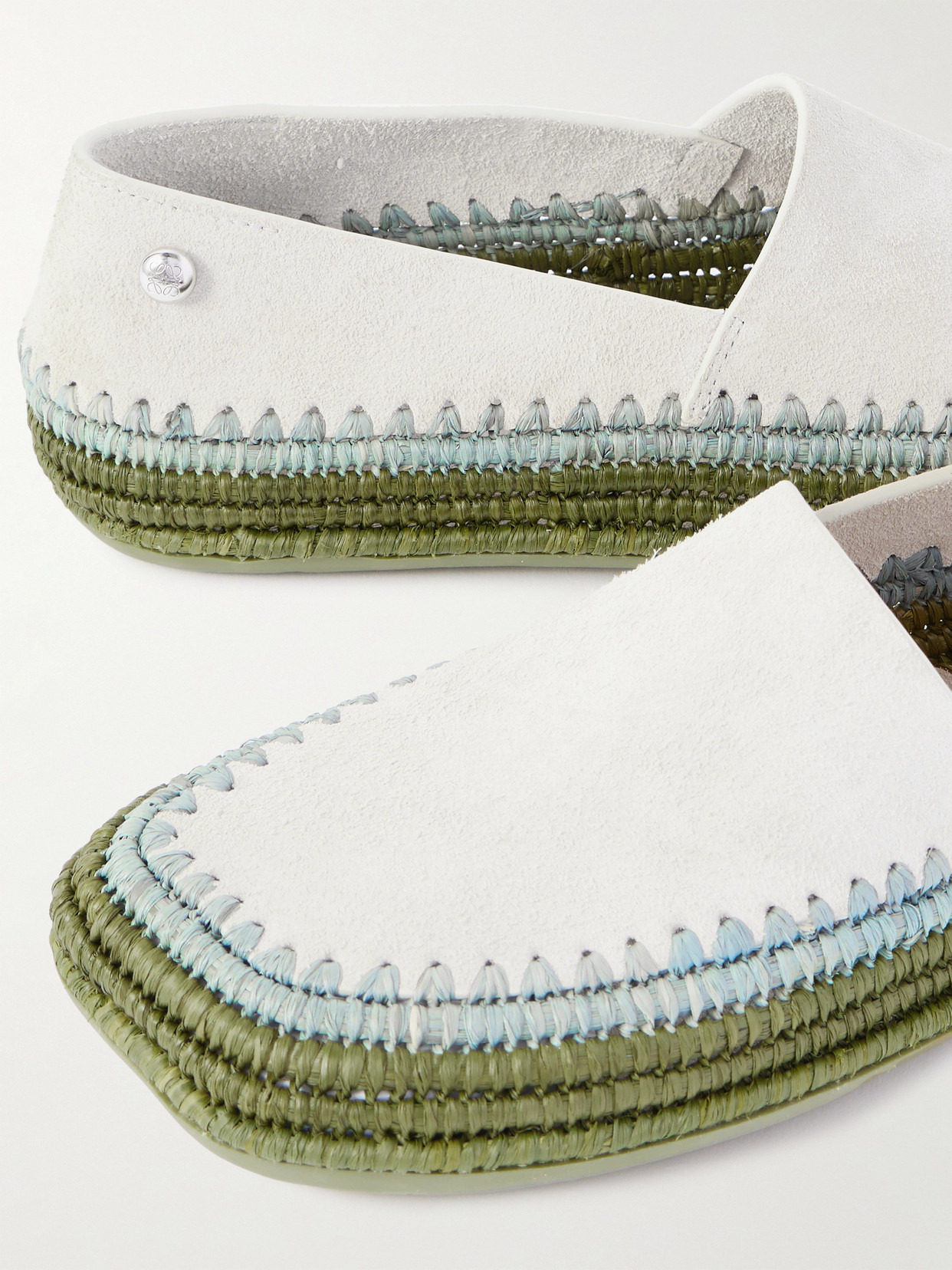 + Paula's Ibiza Rio Raffia-trimmed Suede Espadrilles - 4