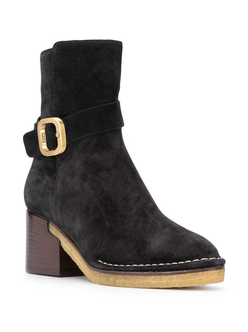 Tod's buckle-strap suede ankle boots outlook