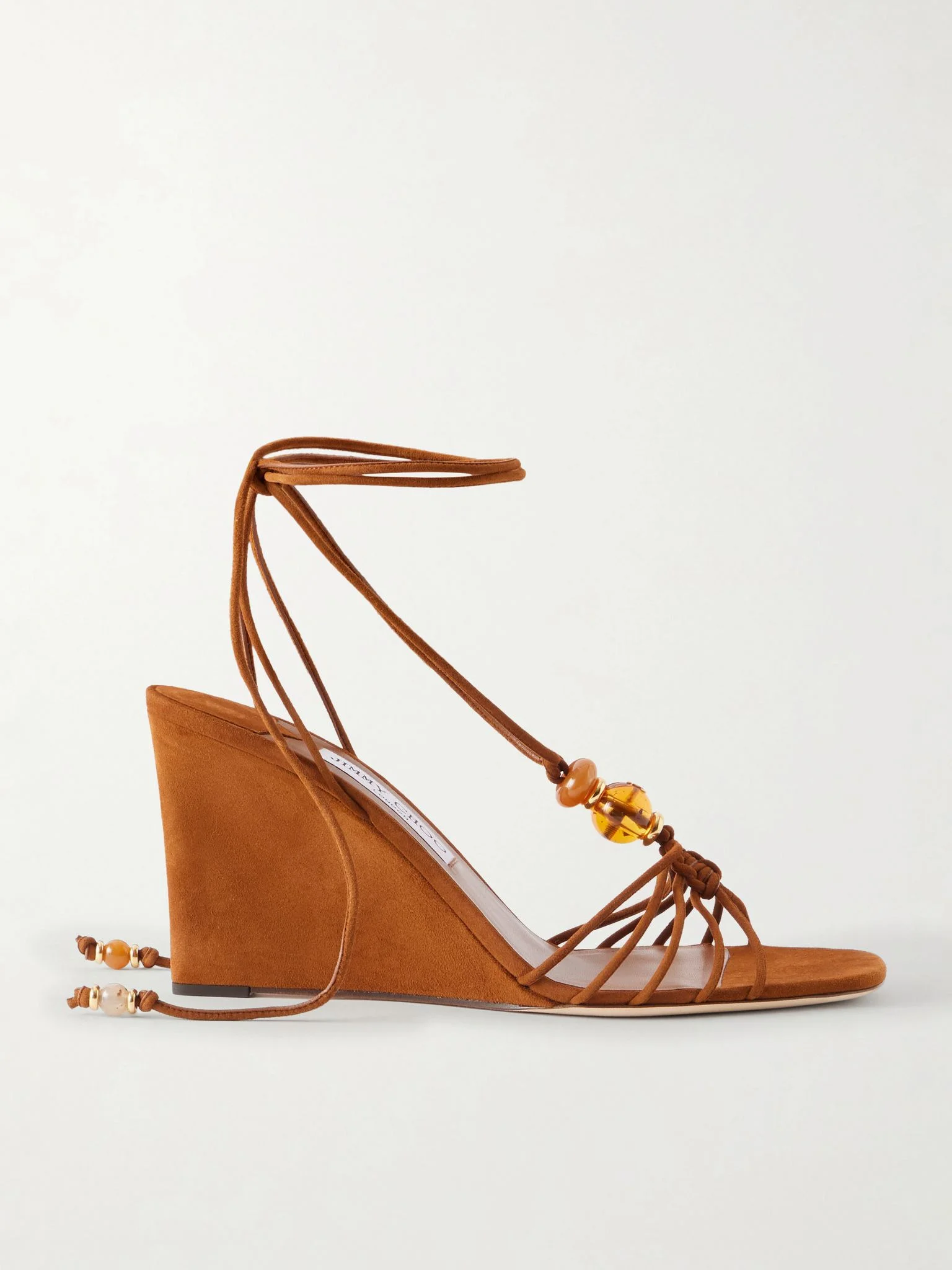 Lova 85 embellished suede wedge sandals Tan - 1