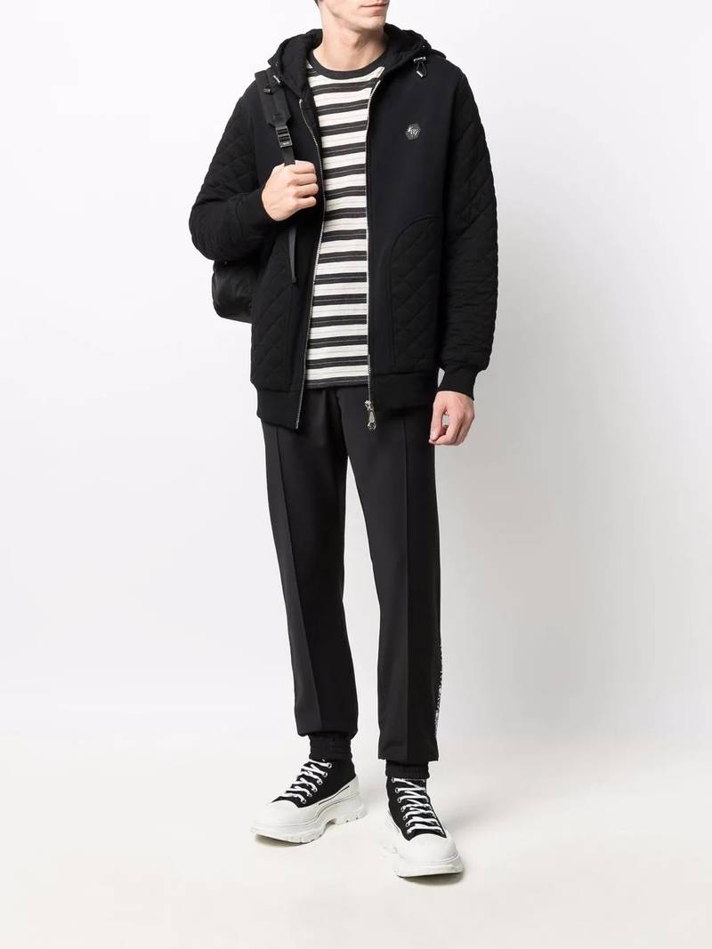 PHILIPP PLEIN skull-motif rhinestone track trousers outlook