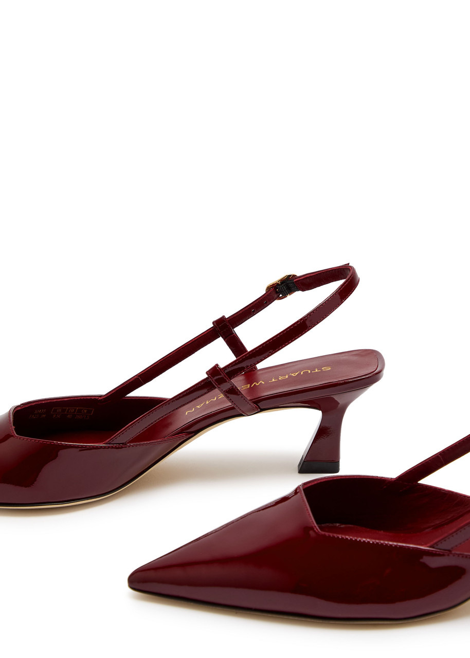 Stuart Weitzman Vinnie 50 Patent Leather Slingback Pumps - 4
