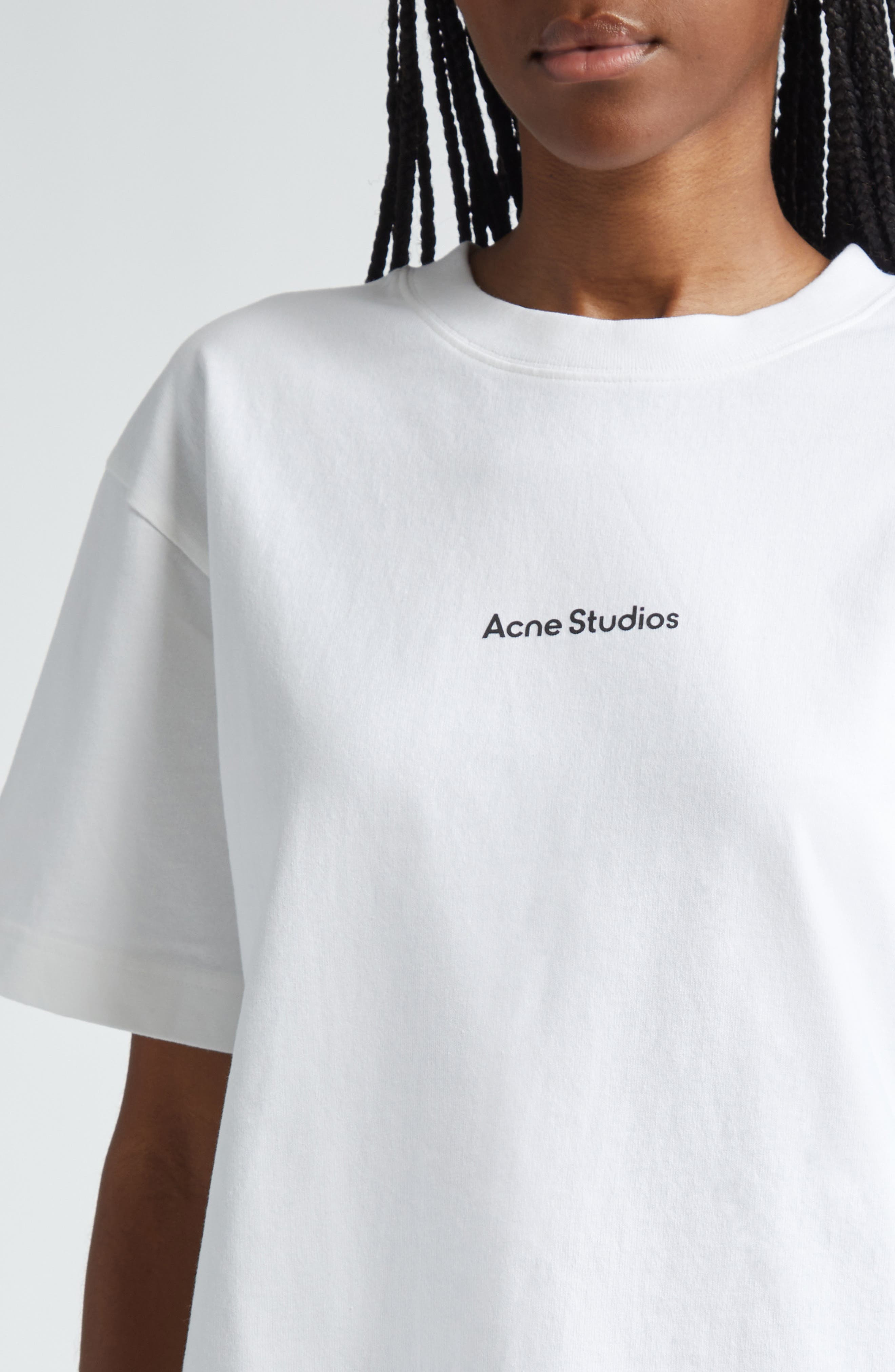 Acne Studios Edie U Stamp Logo Organic Cotton T-Shirt in Optic White at Nordstrom - 5