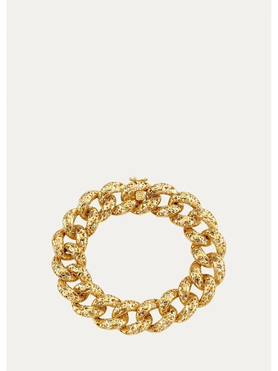 14K Gold Icon Wallpaper Link Bracelet - 1