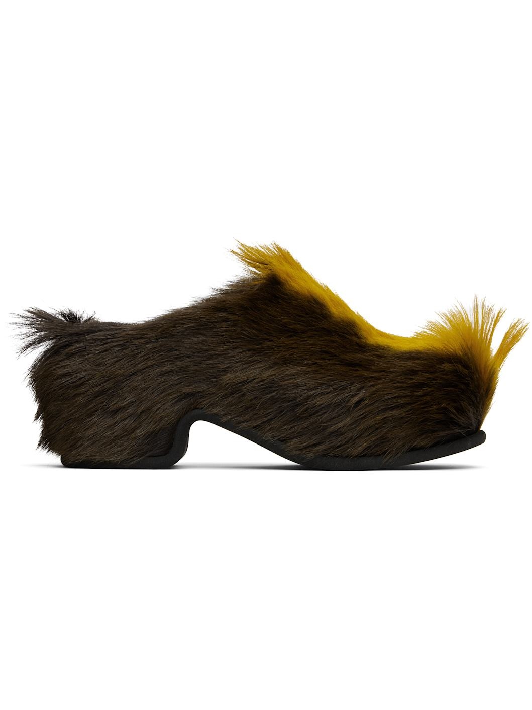 Brown & Yellow Platform Clogs - 1