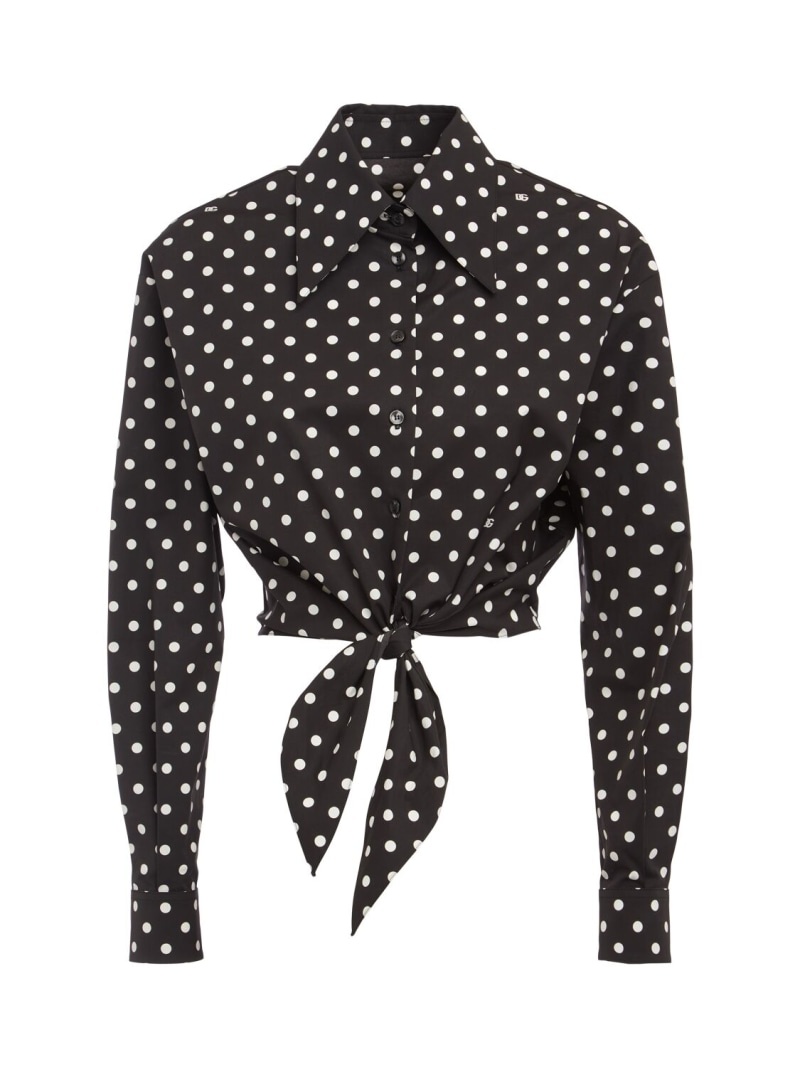 Poplin dots front knot shirt - 1