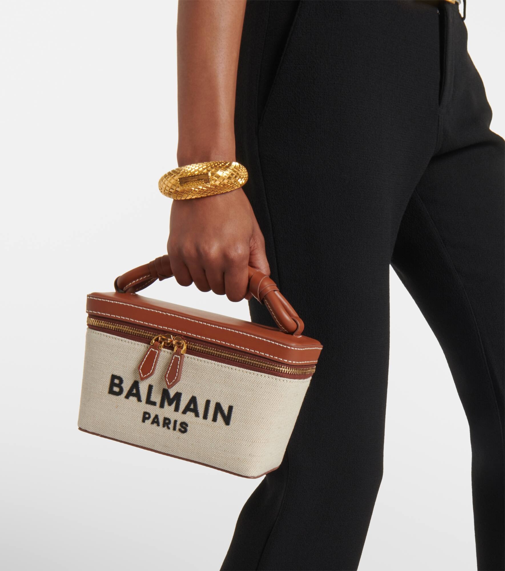 B-Army leather-trimmed canvas makeup bag - 2