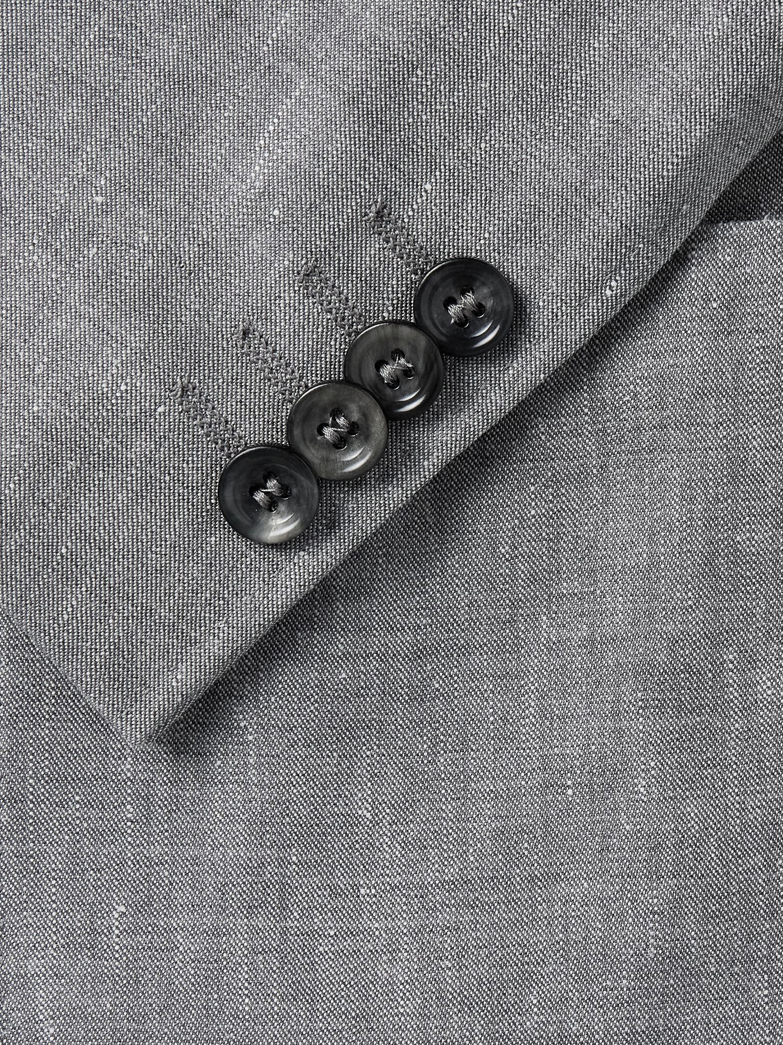 Kei Slim-Fit Linen and Wool-Blend Suit Jacket Gray - 4