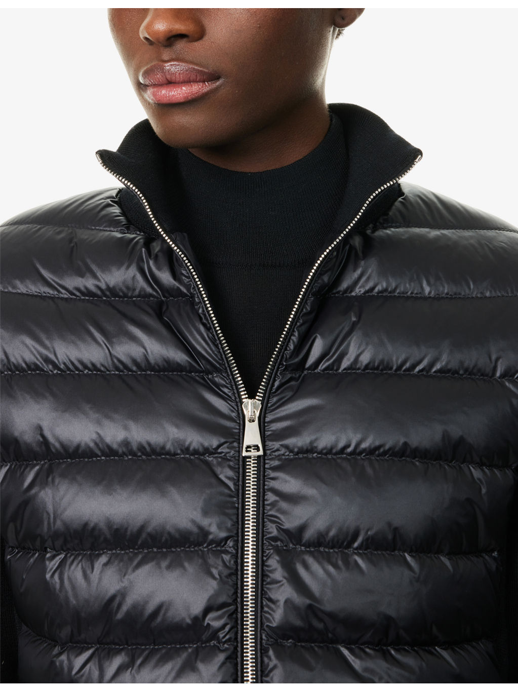 Hybrid Logo-Badge Nylon and Wool Cardigan - 6