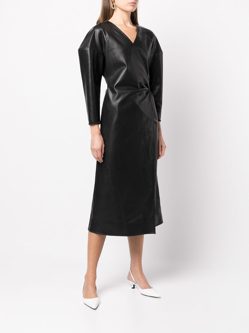 faux leather wrap dress - 3