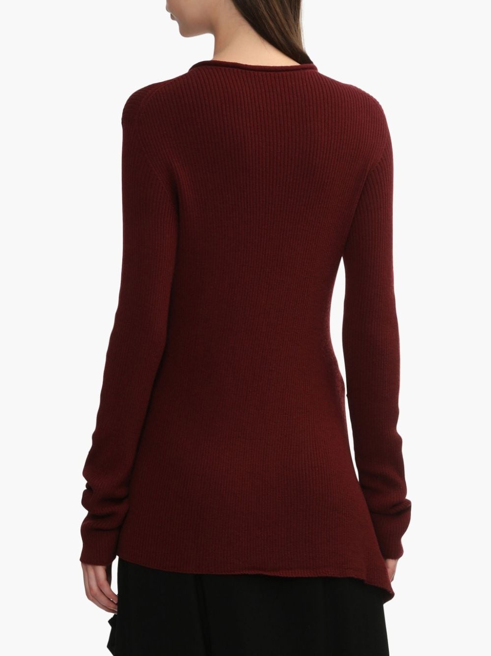 decorative-stitching wool jumper - 4