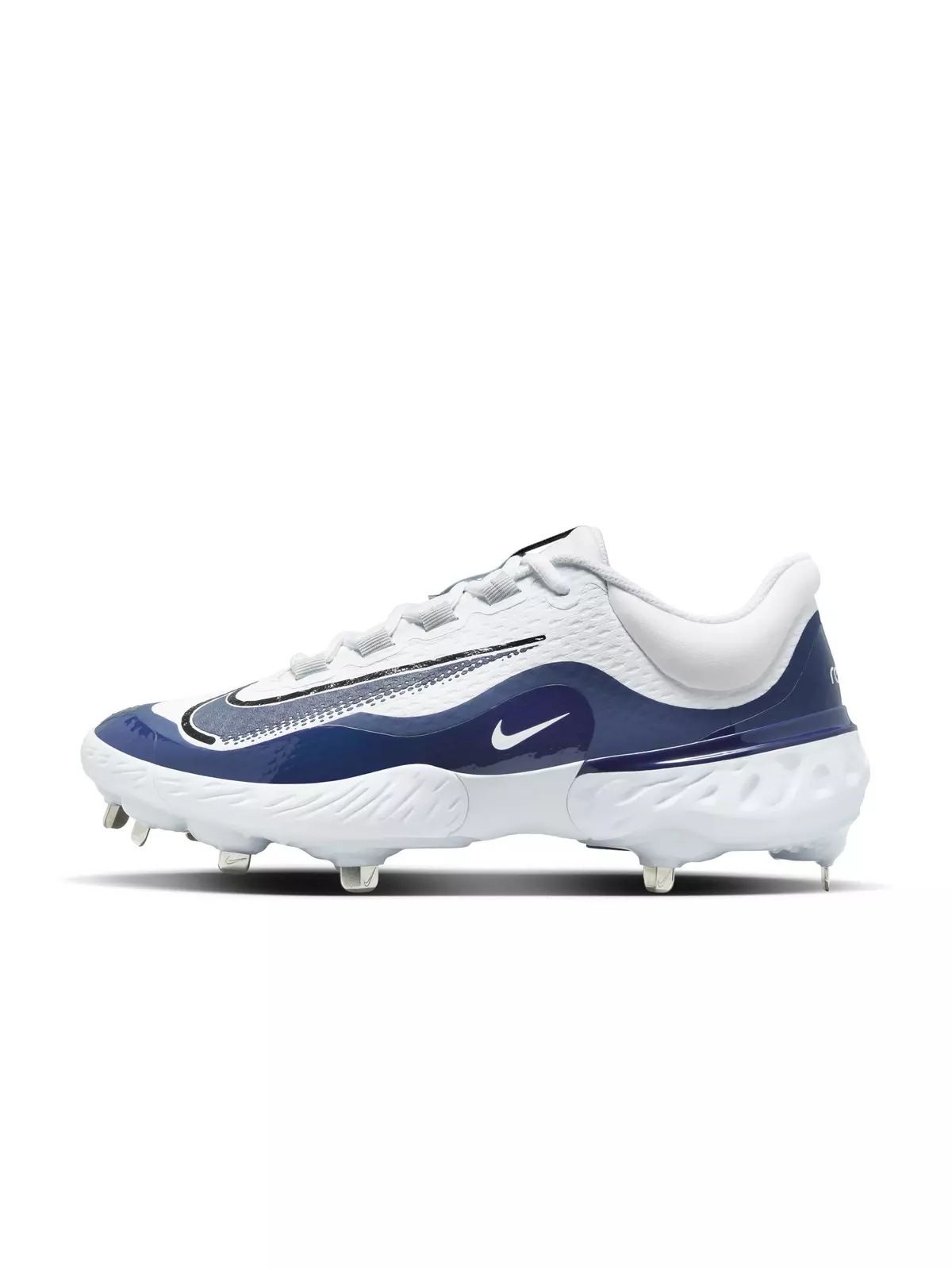 Alpha Huarache Elite 4 Low "White/Midnight Navy/Pure Platinum/Blue Tint" Men's Baseball Cleat - 2
