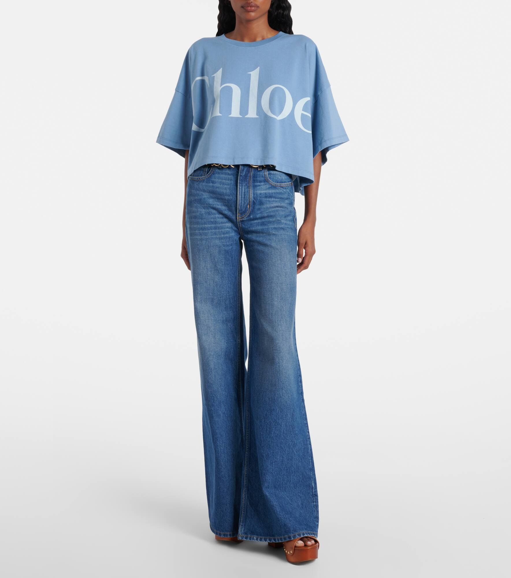 Cropped logo cotton jersey T-shirt - 2