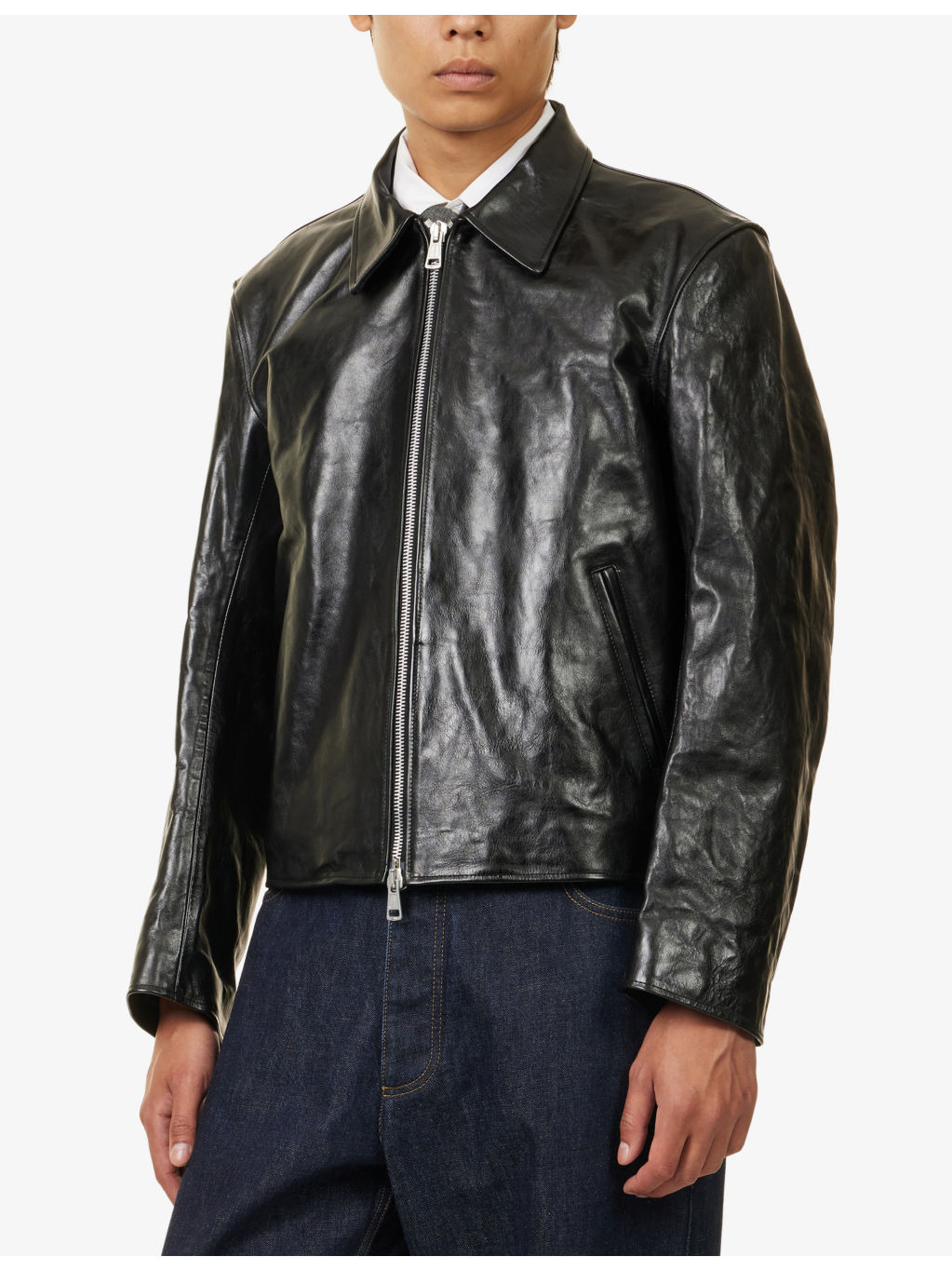 Mini Relaxed-Fit Leather Jacket - 3