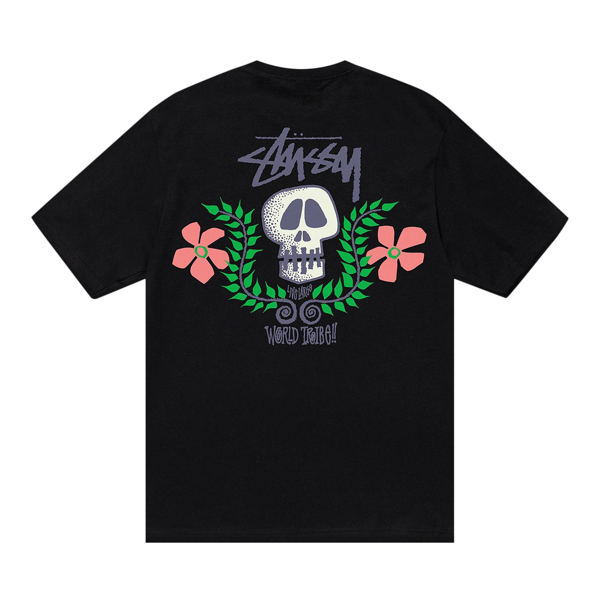 【STUSSY★】Skull Crest T-Shirt Black Stüssy Stussy Skull Crest Tee 'Black' | REVERSIBLE
