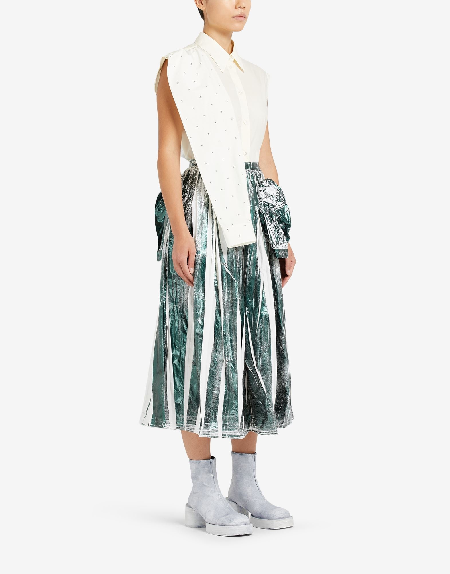 Gathered skirt with hanging sleeves - 3