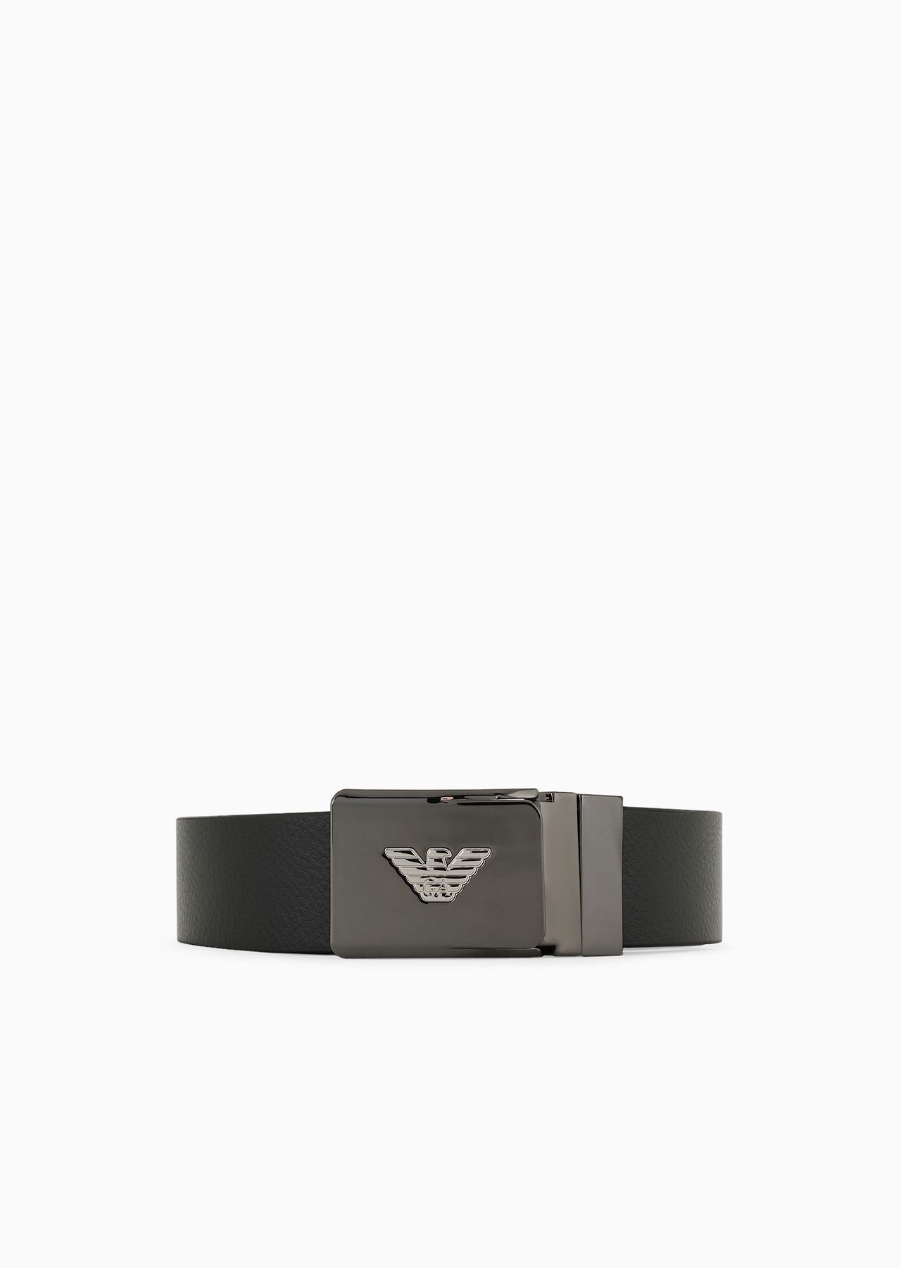 Leather belt with metal logo buckle - 1