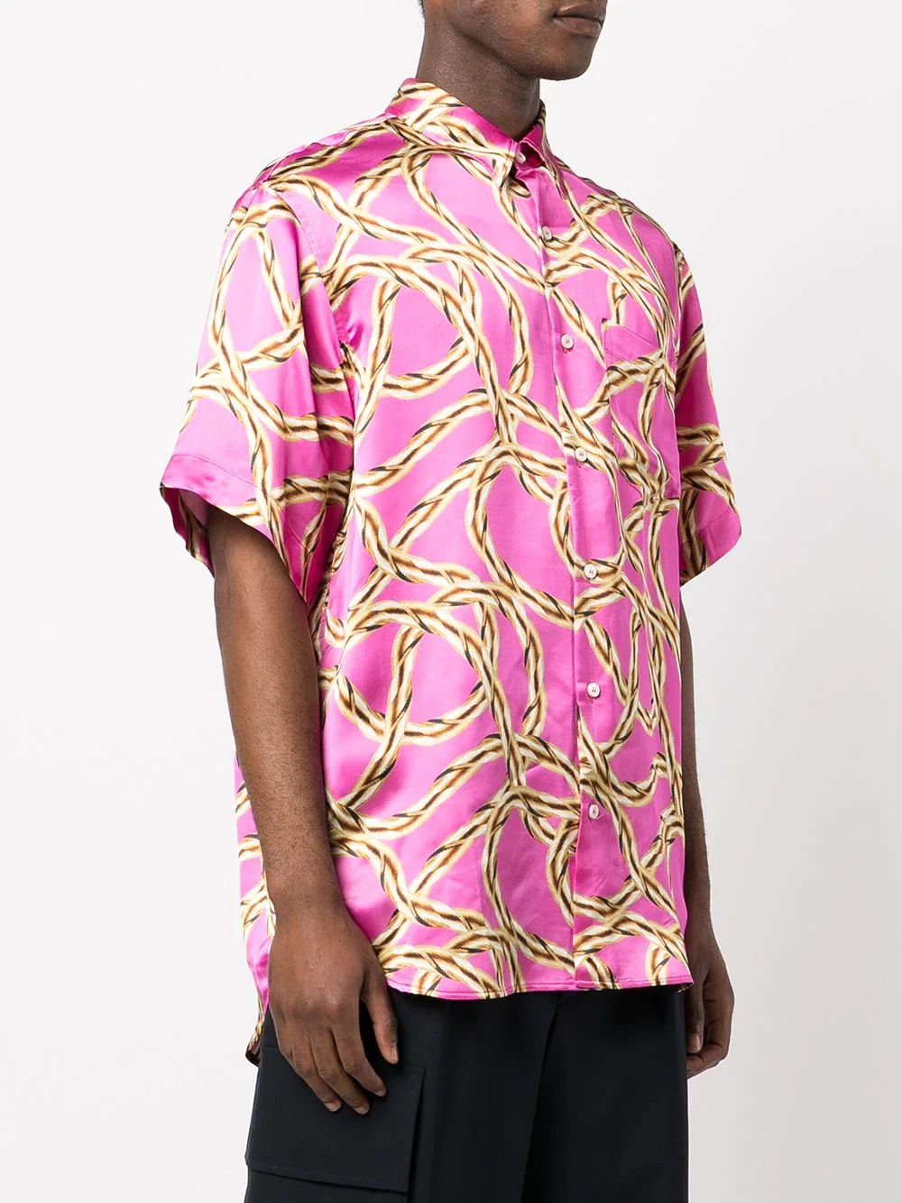 chain-print short-sleeve shirt - 4