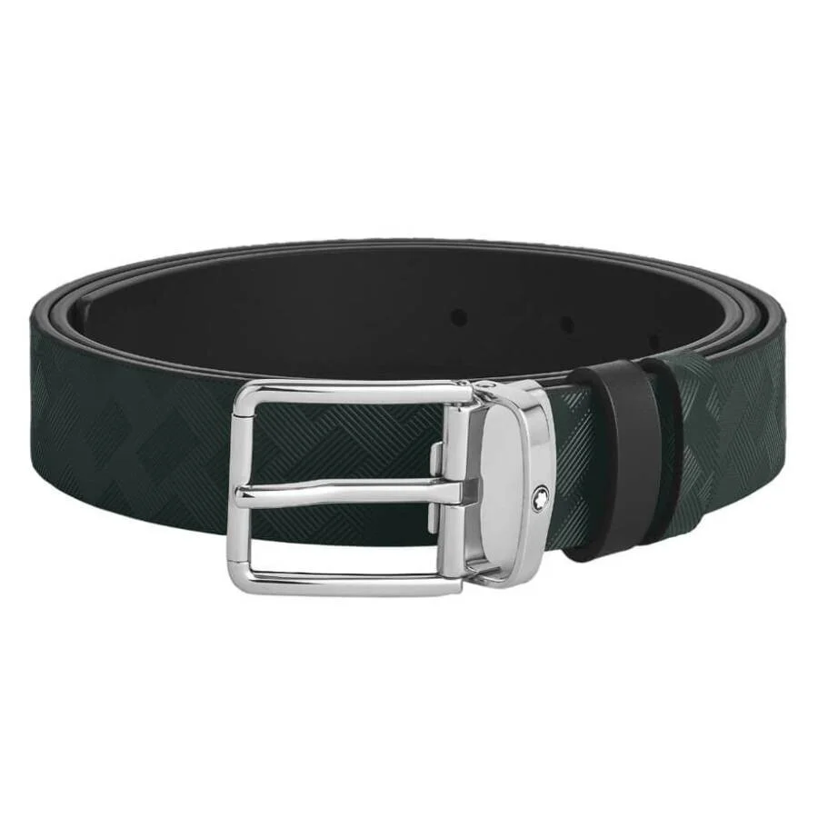 Montblanc British Green and Black 30mm Reversible Leather Belt - 1
