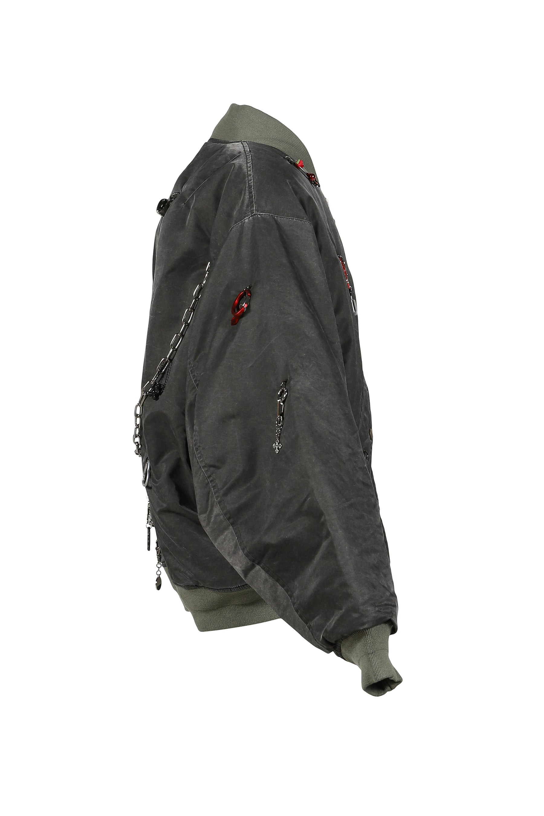 KEY CHAIN DECORATED BOMBER JACKET / KHA - 3