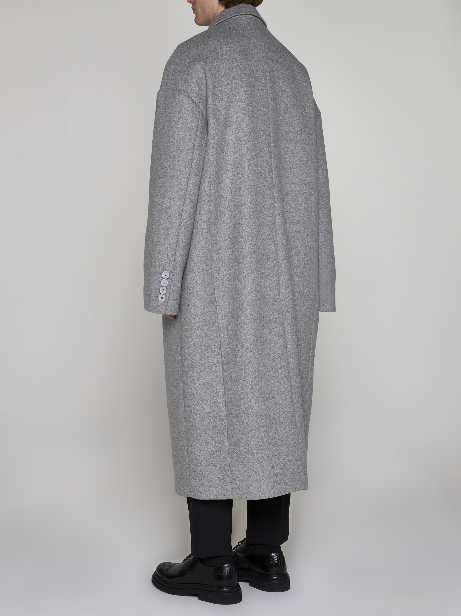 Oversize single-breasted wool-blend coat - 3