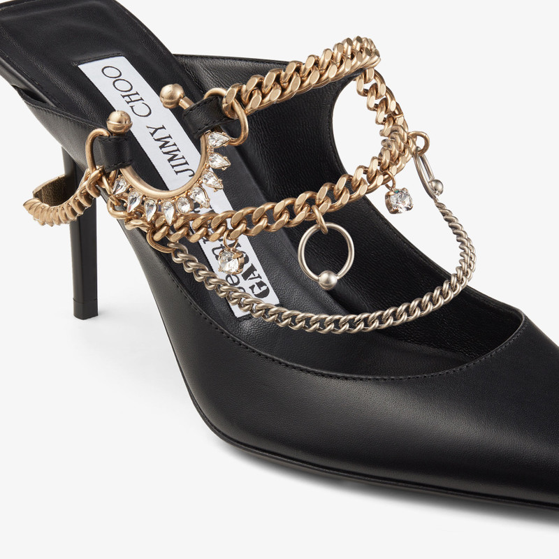 Jimmy Choo / Jean Paul Gaultier Bing 90 Black Calf Leather Mules with Jewellery 4