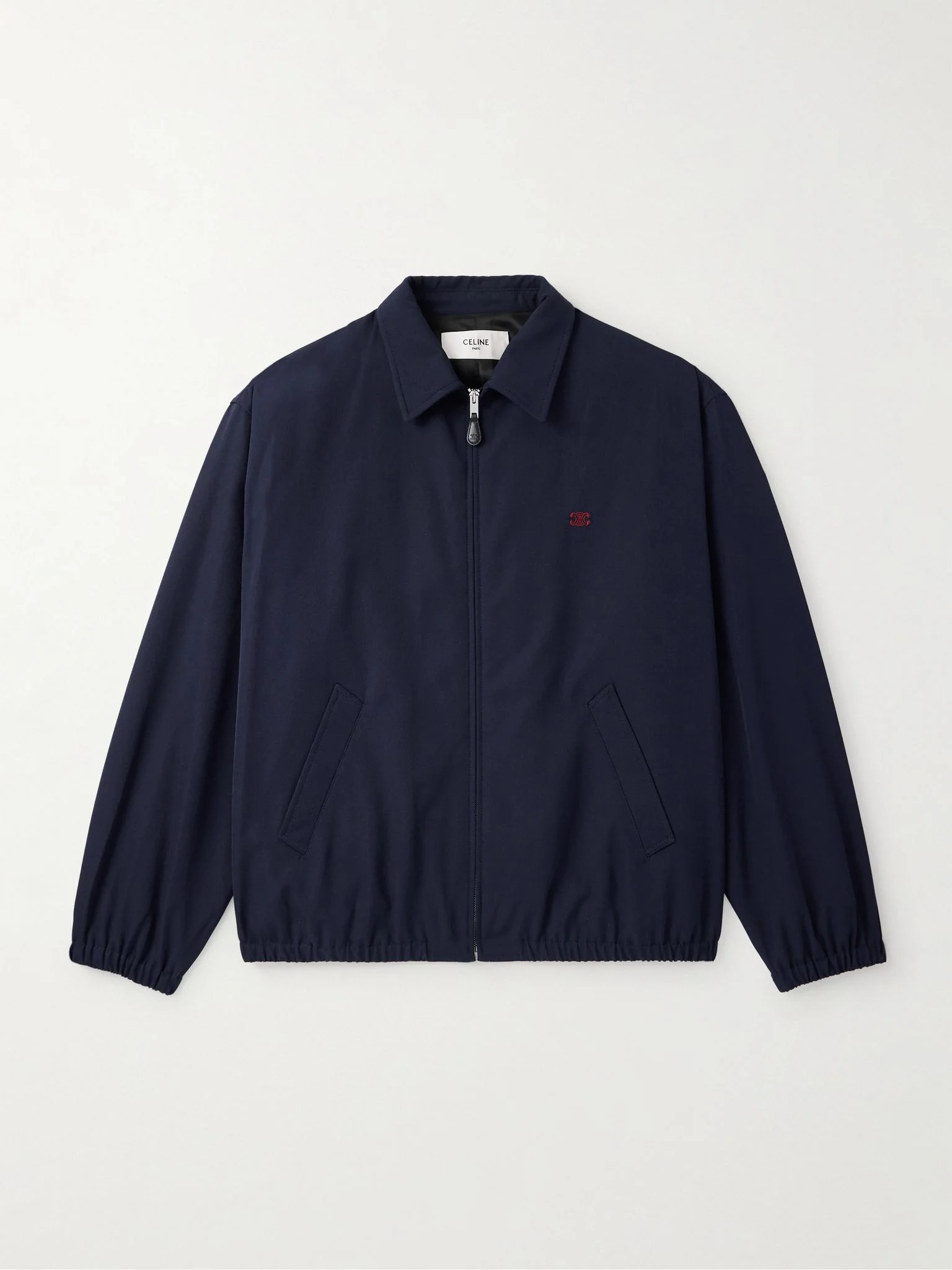 Logo-Embroidered Wool and Cotton-Blend Gabardine Blouson Jacket Navy - 1