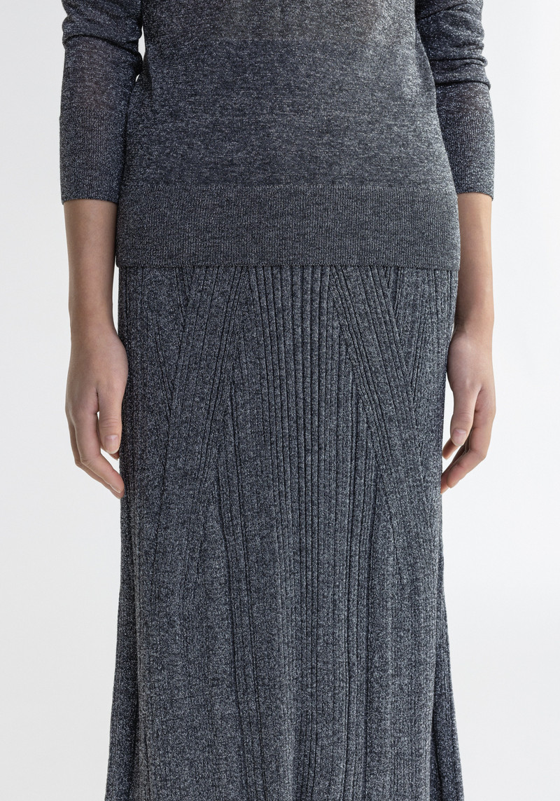 MOSSY Sparkly ribbed midi skirt 4
